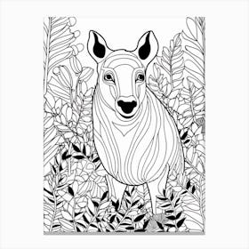 Line Art Jungle Animal Malayan Tapir 1 Canvas Print