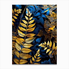 Golden Leaves On A Black Background nature Canvas Print
