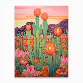 Cactus In The Desert Painting Melocactus Canvas Print