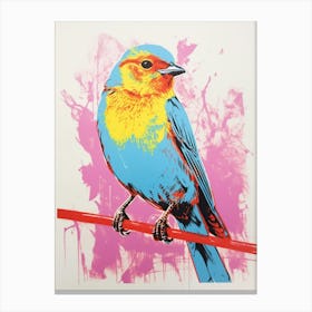 Andy Warhol Style Bird Bluebird 1 Canvas Print
