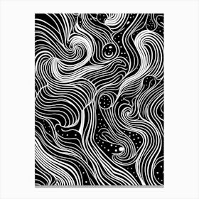 Wavy Sketch In Black And White Line Art 23 Canvas Print