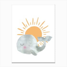 Nursery Whale And Sun Canvas Print