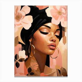 Black Girl With Flowers 1 Canvas Print