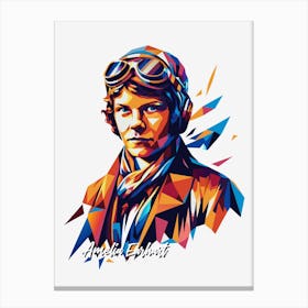 Amelia Earhart 2 Portrait WPAP Pop Art Canvas Print