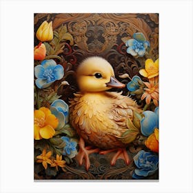 Floral Ornamental Duckling 7 Canvas Print