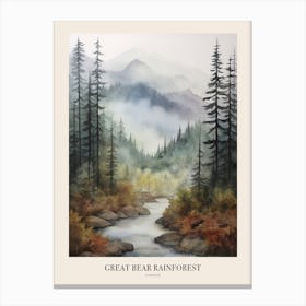 Autumn Forest Landscape Great Bear Rainforest Canada 2 Poster Canvas Print