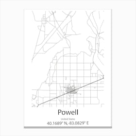 Powell River,Canada Minimalist Map Canvas Print