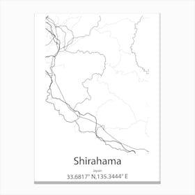 Shirahama,Japan Minimalist Map Canvas Print