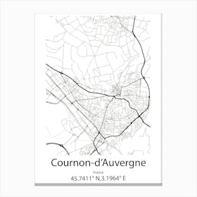 Cournon D Auvergne,France Minimalist Map Canvas Print