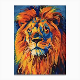 Asiatic Lion Portrait Close Up Fauvist Painting 1 Canvas Print