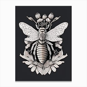 Sting Bee Black William Morris Style Canvas Print