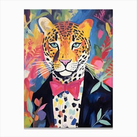 Leopard In A Suit Painting Canvas Print