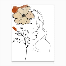 Portrait Of A Woman With A Flower Canvas Print