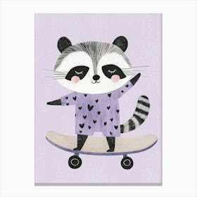 Raccoon On A Skateboard Canvas Print