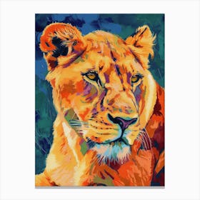 Southwest African Lioness On The Prowl Fauvist Painting 4 Canvas Print