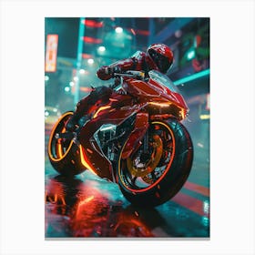 Red Motorcycle On The Road Canvas Print