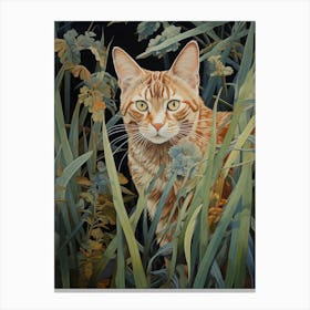 A Cat Roaming Through The Long Grass In A Romantesque Style 2 Canvas Print