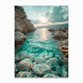 Rocky Shore At Sunset Canvas Print