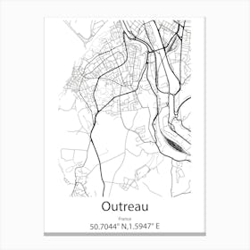 Outreau,France Minimalist Map Canvas Print