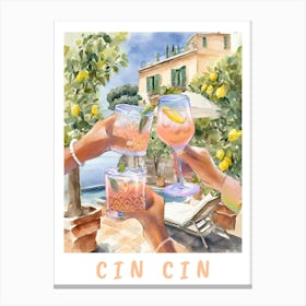 Cin Cin Cheers Cocktail Print Canvas Print