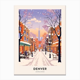 Vintage Winter Travel Poster Denver Colorado 2 Canvas Print