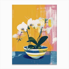 Orchid Flowers On A Table   Contemporary Illustration 1 Canvas Print