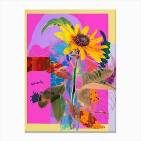 Black Eyed Susan 1 Neon Flower Collage Canvas Print