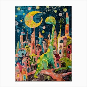 Abstract Geometric Colourful Dinosaur Painting 2 Canvas Print