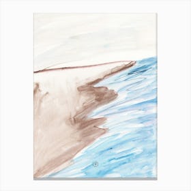 Sea Breeze - minimal watercolor landscape vertical blue beige neutral living room bedroom Canvas Print