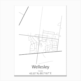 Wellesley,Canada Minimalist Map Canvas Print