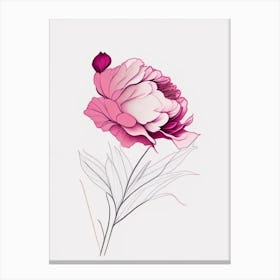 Peony Floral Minimal Line Drawing 2 Flower Canvas Print