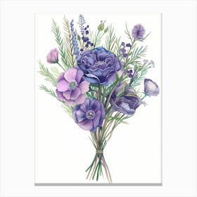 Watercolor Flowers Bouquet 1 Canvas Print