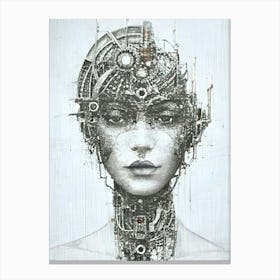 Woman With A Robot Head Canvas Print