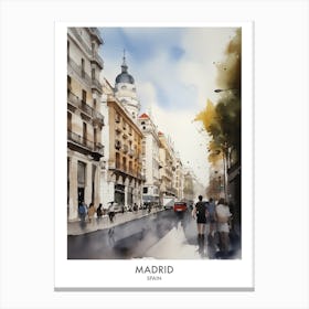 Madrid 3 Watercolour Travel Poster Canvas Print