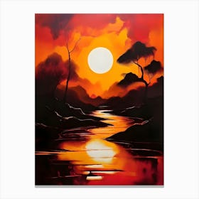 Sunset Over The River 3 Canvas Print