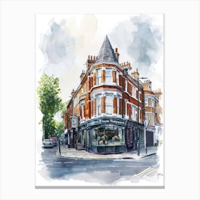 Wandsworth London Borough   Street Watercolour 1 Canvas Print