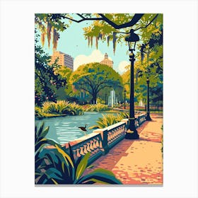 City Park Retro Pop Art 1 Canvas Print