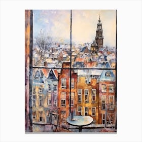 Winter Cityscape Amsterdam Netherlands 2 Canvas Print
