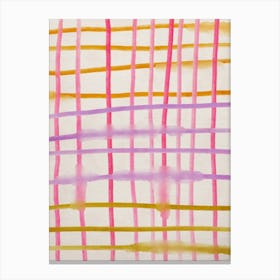 Pink And Yellow Spilled Grid Canvas Print