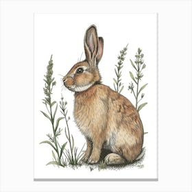 English Lop Blockprint Rabbit Illustration 1 Canvas Print