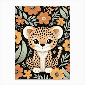 Floral Cute Baby Leopard Nursery (29) Canvas Print
