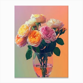 English Roses Painting Rose In A Wine Glass 1 Canvas Print