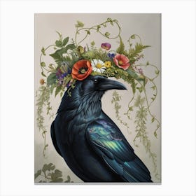 Crow With Flower Crown 1 Canvas Print