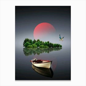 Boat On A Lake Canvas Print