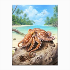 Coconut Octopus Illustration 4 Canvas Print