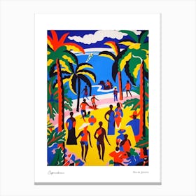 Copacabana Rio De Janeiro Matisse Style 2 Watercolour Travel Poster Canvas Print