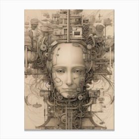 Cyborg Robot Future Drawing Poster Canvas Print