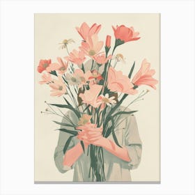 Spring Girl With Pink Flowers 2 Canvas Print