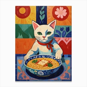 Cat Eating Ramen Canvas Print