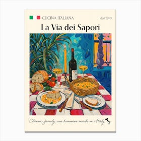 La Via Dei Sapori Trattoria Italian Poster Food Kitchen Canvas Print